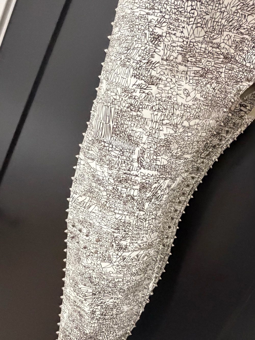 Christian Louboutin White Graffiti Spiked Over-The-Knee Boots Size 40 or 9. - Picture 8 of 16